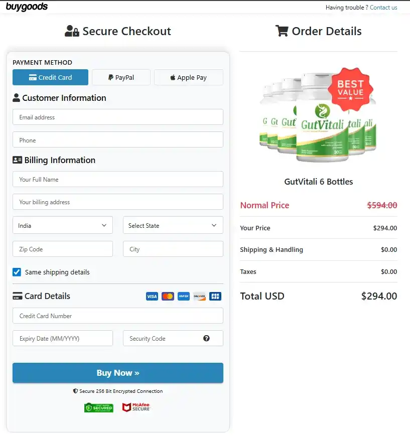 GutVitali Order Page